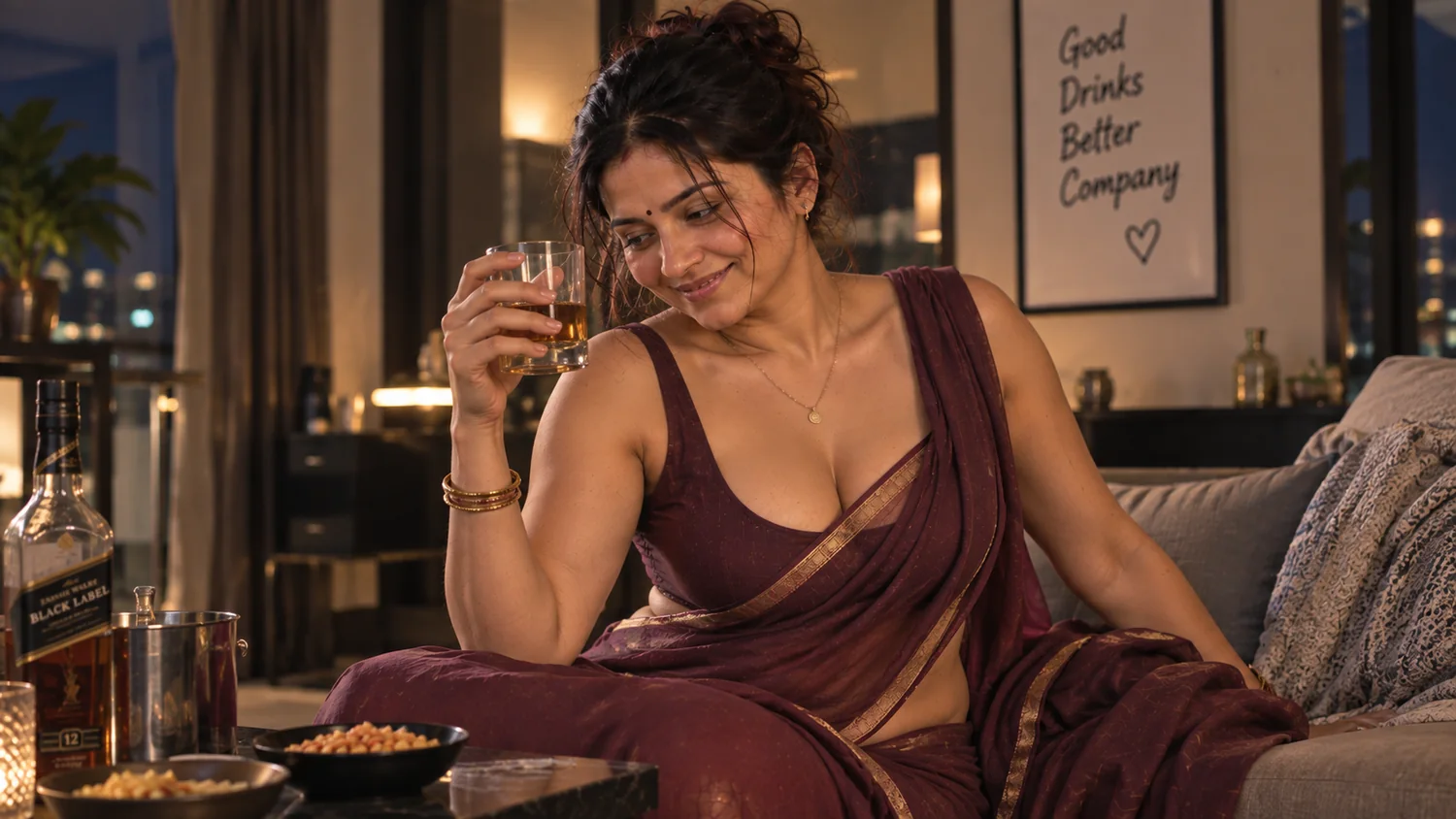 Latha in a private evening moment.