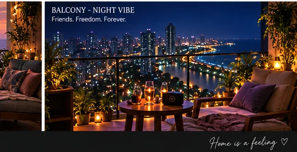 Vikram's balcony at night