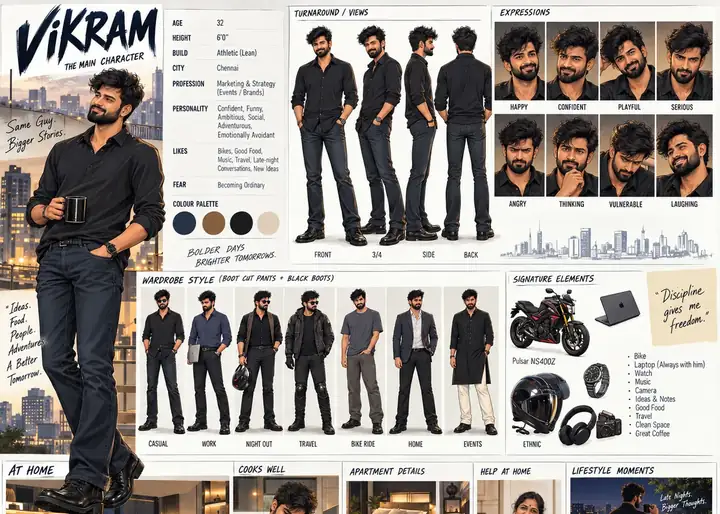 Vikram character reference board